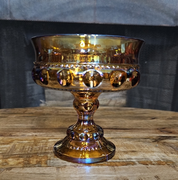 Indiana Carnival Glass Kings Crown Candy Dish Compote - Picture 2 of 7